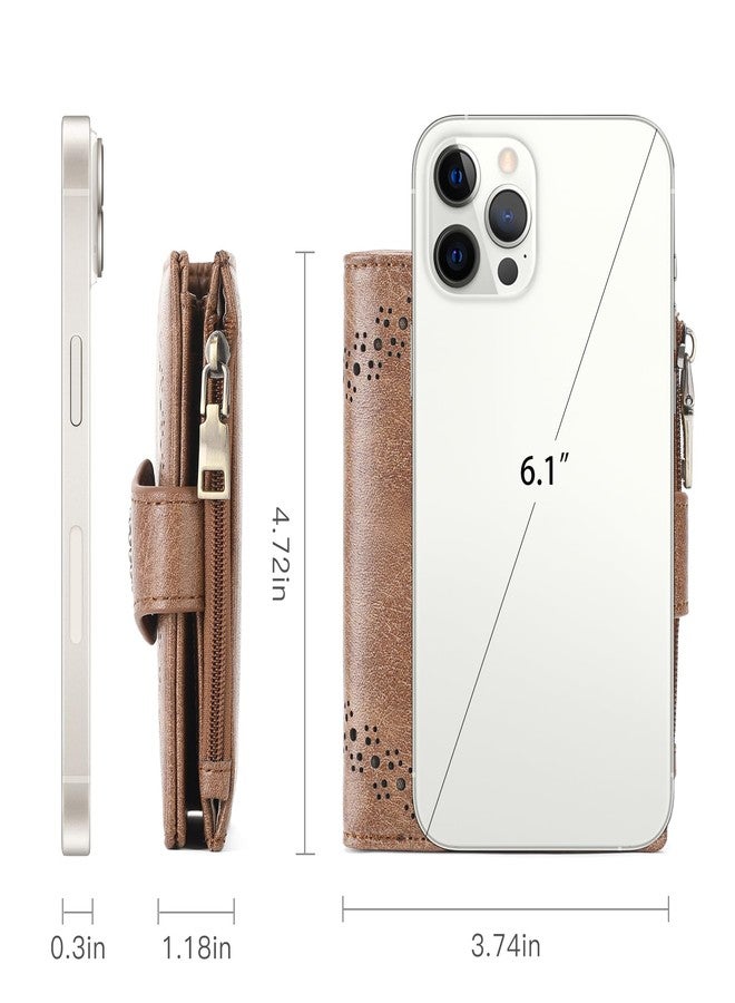 SENDEFN Small Wallets for Women Bifold RFID Blocking Leather Card Holder Compact Wallet with Zipper Coin Pocket - Image 4