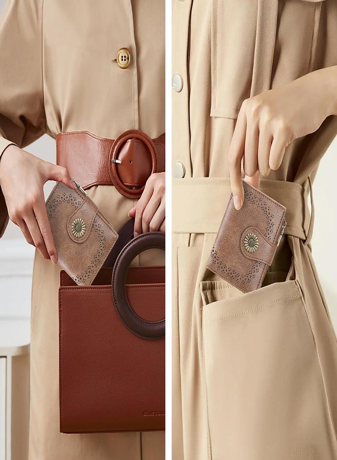 SENDEFN Small Wallets for Women Bifold RFID Blocking Leather Card Holder Compact Wallet with Zipper Coin Pocket - Image 5