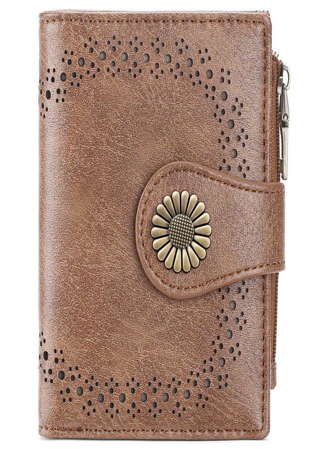 SENDEFN Small Wallets for Women Bifold RFID Blocking Leather Card Holder Compact Wallet with Zipper Coin Pocket - Image 1