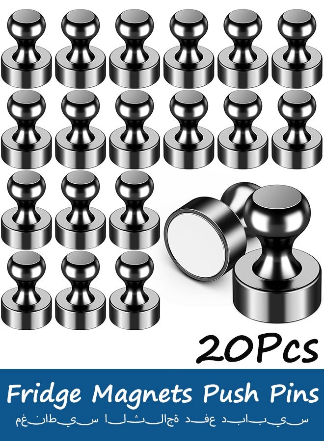 20 قطعة من مغناطيس الثلاجة القوي، مغناطيس ثلاجة أسود، دبابيس دفع مغناطيسية، مغناطيس قوي للسبورة البيضاء للخزانة، الخريطة، المطبخ، المكتب، المدرسة، البالغين - Image 1