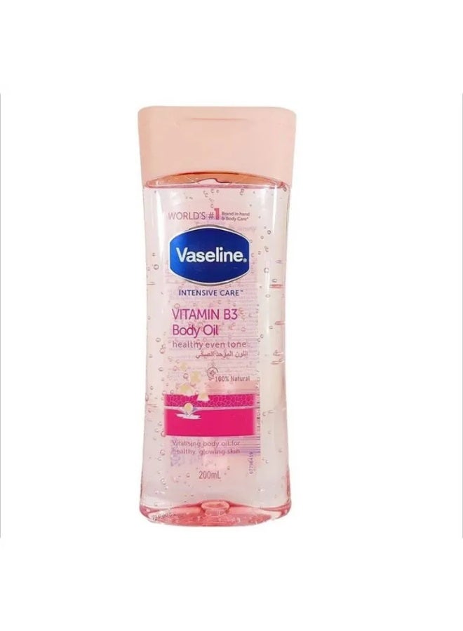 Vaseline Intensive Care Vitamin B3 Even Tone Body Oil 200ml – Lightweight Moisturizer for Radiant Glowing Skin