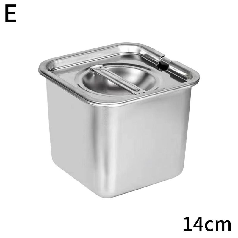 Stainless steel square condiment container with lid, suitable for commercial and household use, including seasoning boxes and lard containers. - Image 1