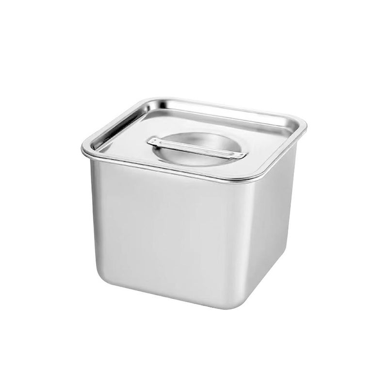 Stainless steel square condiment container with lid, suitable for commercial and household use, including seasoning boxes and lard containers. - Image 2