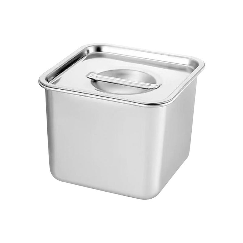 Stainless steel square condiment container with lid, suitable for commercial and household use, including seasoning boxes and lard containers. - Image 4