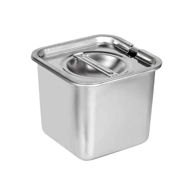 Stainless steel square condiment container with lid, suitable for commercial and household use, including seasoning boxes and lard containers. - Image 5