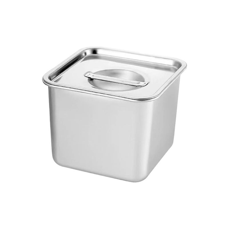 Stainless steel square condiment container with lid, suitable for commercial and household use, including seasoning boxes and lard containers. - Image 3