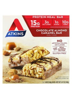 Atkins Atkins, Meal Bar, Chocolate Almond Caramel Bar, 5 Bars, 1.69 oz (48 g) Each  - Image 1