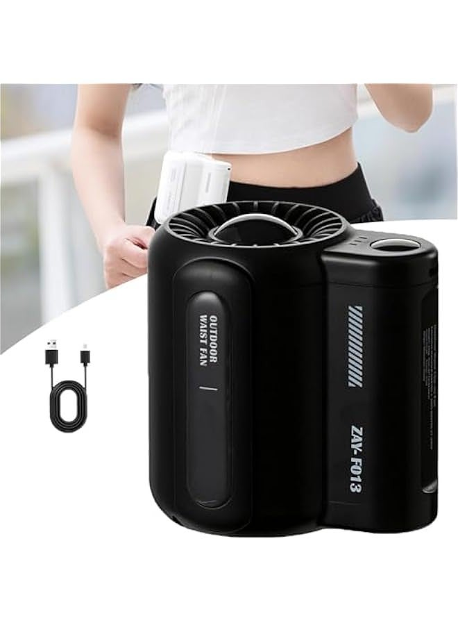 Portable Waist Mounted Cool Fan for Outdoor Sports Summer Gifts - Wearable Fan Under Shirt,Small Fan Personal Fan with Clip,Shirt Fan Clip Waist (Black-2pcs) - Image 3
