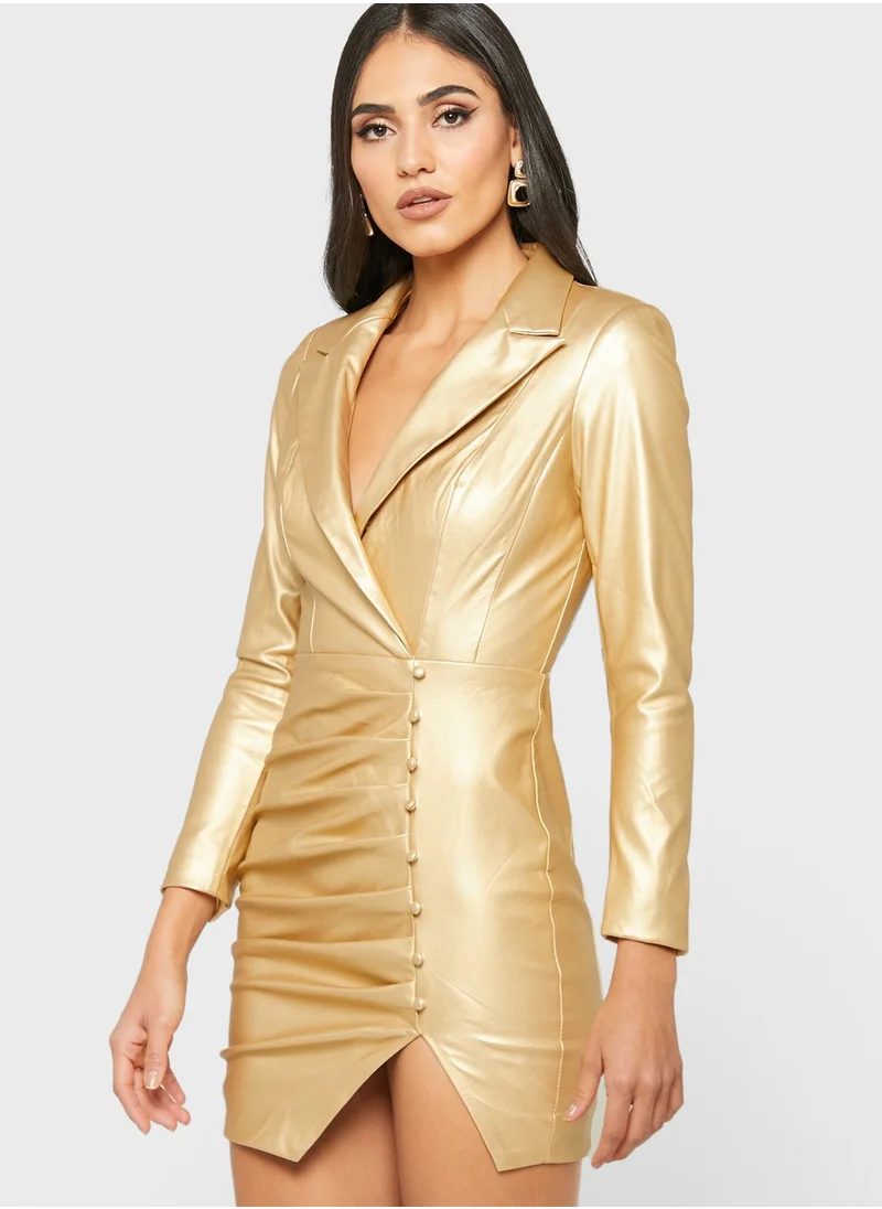 lavish alice Side Slit Blazer Dress