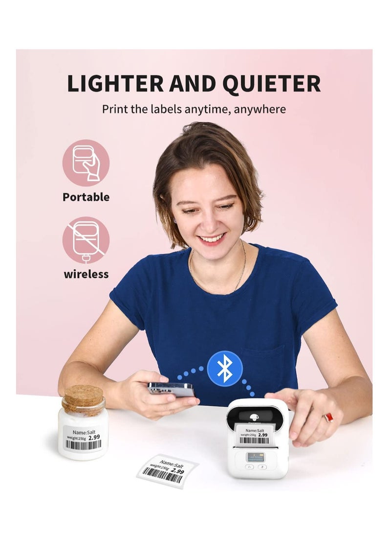 Phomemo M110 Portable Thermal Label Printer Bluetooth Connection Apply For Labeling Shipping Office Cable Retail Barcode And More with 1 40×30mm Label Roll White - Image 2