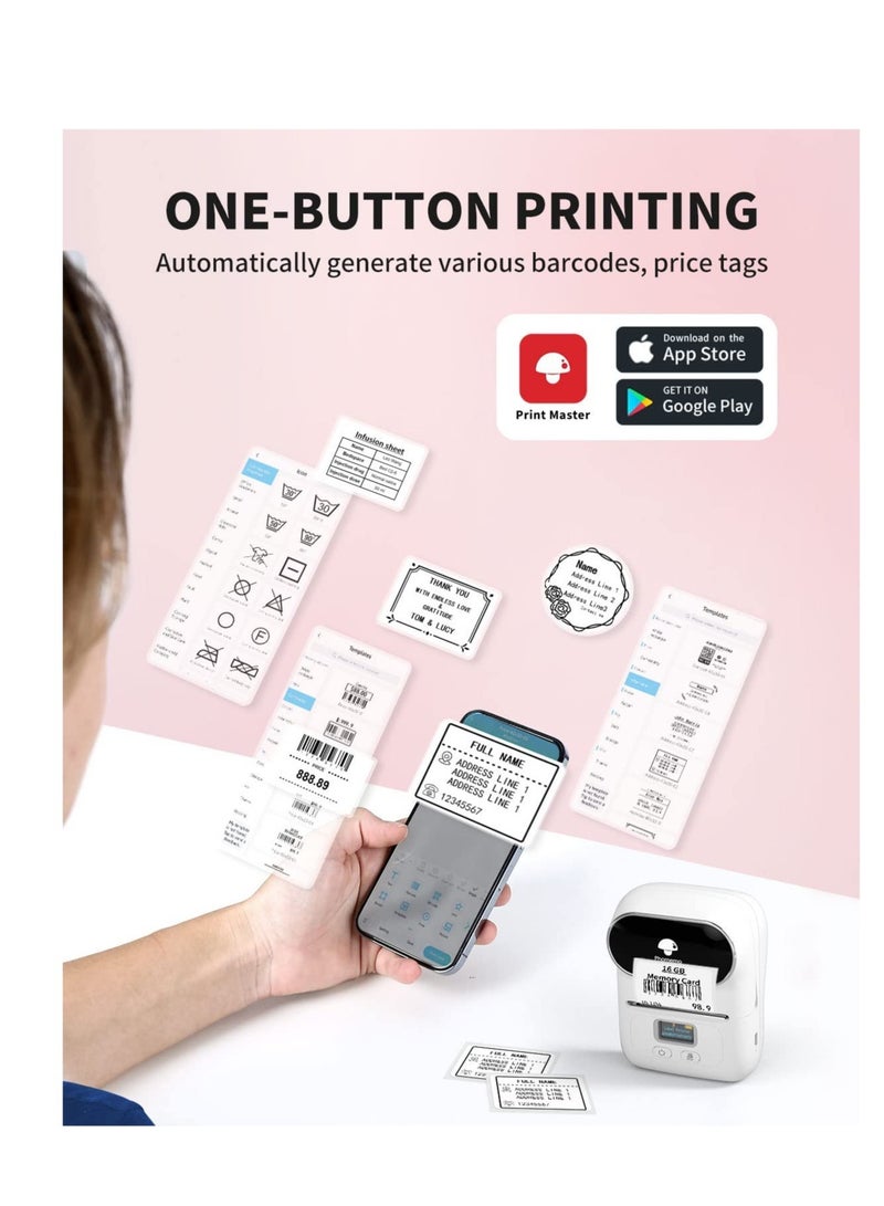 Phomemo M110 Portable Thermal Label Printer Bluetooth Connection Apply For Labeling Shipping Office Cable Retail Barcode And More with 1 40×30mm Label Roll White - Image 4