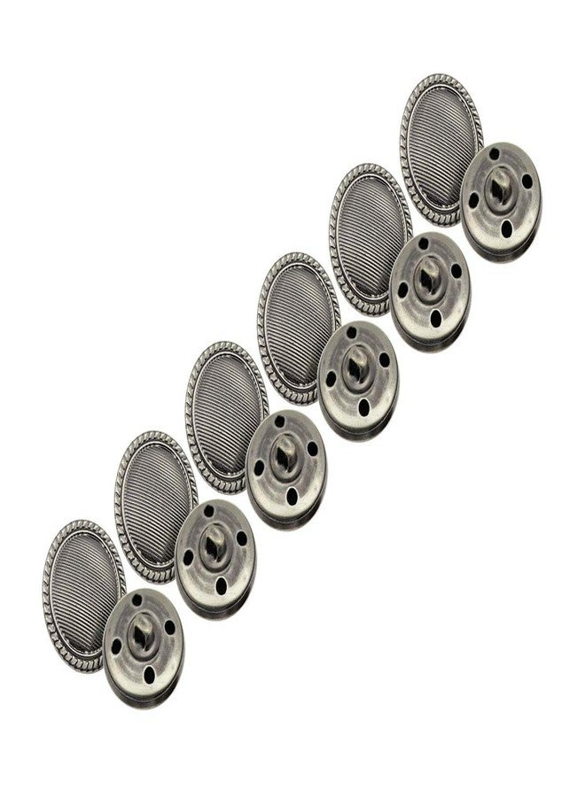 RECHERE 12 PCS Pinstripes Pattern Rope Rim Shank Metal Round Buttons Craft for DIYS Sewing Embellishment (Antique Silver,25mm)