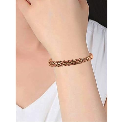 Touchstone Copper Magnetic Hand Forged With Solid And High Gauge Tibetan Style Multi Layer Braid Pattern Minimalistic Elegance Pure Copper Bracelet In Two Tones. - Image 2