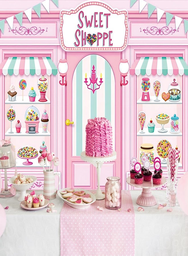 RUYI Sweet Shoppe Backdrop 7x5FT Pink Donut Ice Cream Candy Sweet Shoppe Photography Background Girls Birthday Party Cake Table Decorations - Image 2