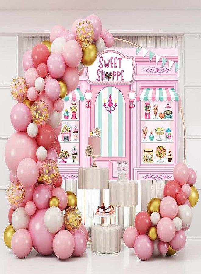 RUYI Sweet Shoppe Backdrop 7x5FT Pink Donut Ice Cream Candy Sweet Shoppe Photography Background Girls Birthday Party Cake Table Decorations - Image 5