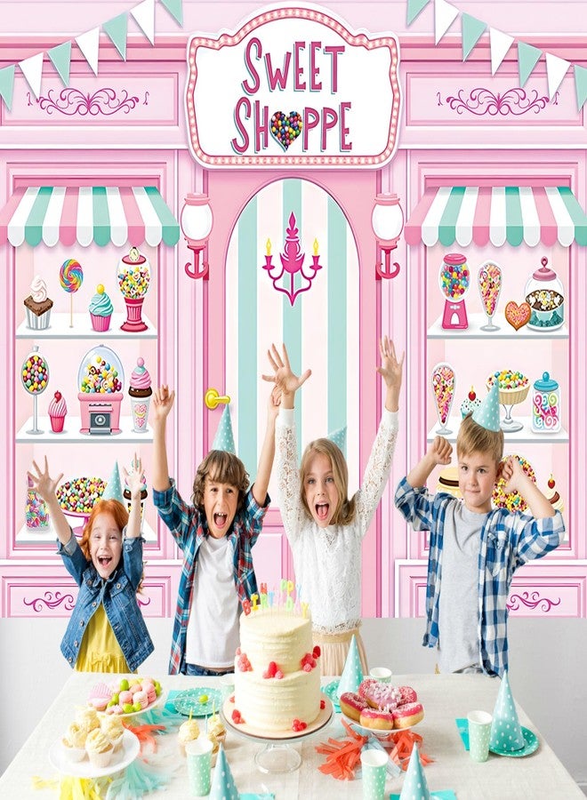 RUYI Sweet Shoppe Backdrop 7x5FT Pink Donut Ice Cream Candy Sweet Shoppe Photography Background Girls Birthday Party Cake Table Decorations - Image 4