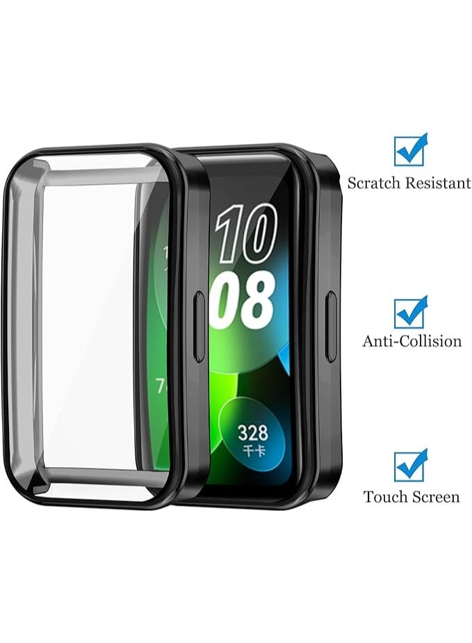 QIRG حالات حماية الشاشة 3 عبوات متوافقة مع هواوي باند 8/9/10، غلاف واقي ناعم TPU شامل مع إطار واقي (شفاف/أسود/ذهبي) - Image 5