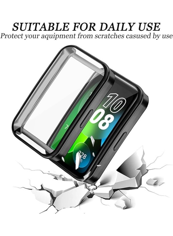 QIRG حالات حماية الشاشة 3 عبوات متوافقة مع هواوي باند 8/9/10، غلاف واقي ناعم TPU شامل مع إطار واقي (شفاف/أسود/ذهبي) - Image 3