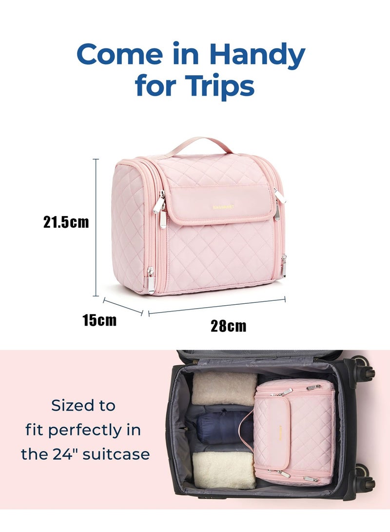 Makeup Bag for Women with Hanging Hook, Large Portable Capacity Water-resistant Organizer Travel Case for Toiletries and Cosmetics  - Image 3