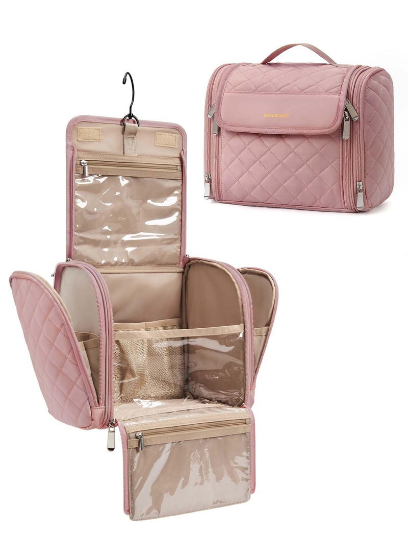 Makeup Bag for Women with Hanging Hook, Large Portable Capacity Water-resistant Organizer Travel Case for Toiletries and Cosmetics  - Image 1