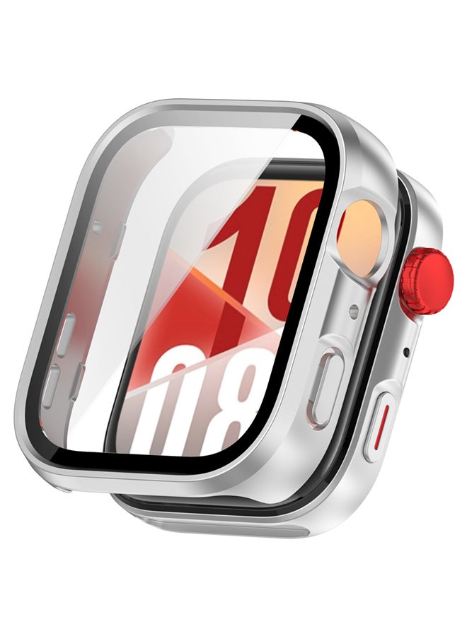 SJet Huawei Watch Fit 4 Case Hard PC Case with Tempered Glass Screen Protectors Full Protective Cover(Silver)