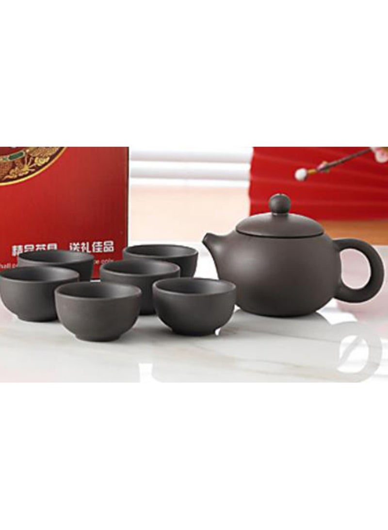 Jingke Zisha Tea Set Gift Set Chinese Yixing Xishi Teapot Kung Fu Tea Set Exquisite Ceramic Tea Set,A Pot Of Six Cups Black 180ml - Image 4