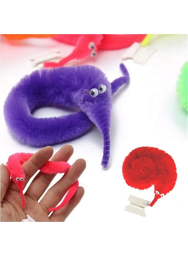 HICOBER Magic Tricks Kit Set Worm Toys, Fuzzy Worms on a String with Invisible String Wiggly Twisty Carnival Party Favors for Kids, Cat, Caterpillar Soft Toy for Party Supplies, Mixed Fuzzy Worms