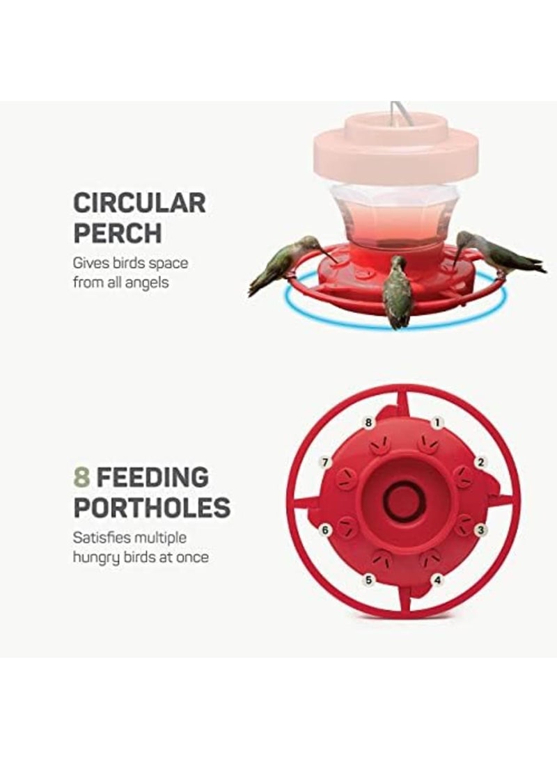 SYOSI 2PCS 16oz Hummingbird Feeders - Plastic Feeders for Outdoors with Ant Guard, Circular Perch, 8 Feeding Ports, Wide Mouth for Easy Filling, Detachable for Easy Cleaning - Image 4