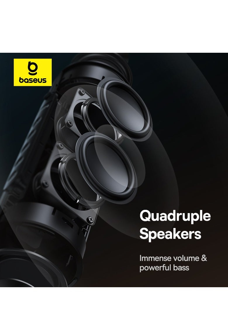 Baseus Portable Bluetooth Speakers, IPX5 Waterproof Wireless Speaker with 15W Loud Stereo Sound, Deep Bass, Bluetooth 5.3, RGB Lights, 15H Playtime for Home, Outdoor, Party and Many More- Black  - Image 3