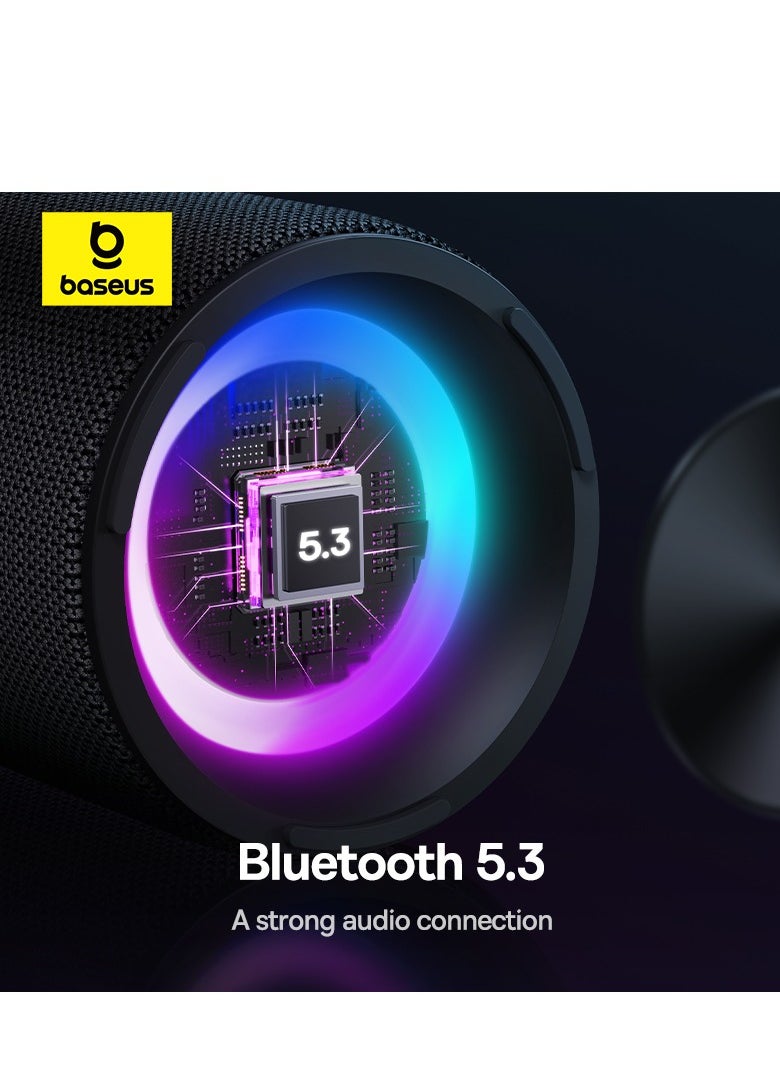 Baseus Portable Bluetooth Speakers, IPX5 Waterproof Wireless Speaker with 15W Loud Stereo Sound, Deep Bass, Bluetooth 5.3, RGB Lights, 15H Playtime for Home, Outdoor, Party and Many More- Black  - Image 5