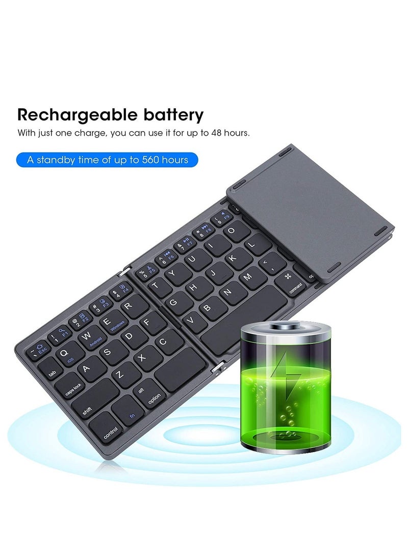 ELTRAZONE - Portable Usb Charging Wireless Foldable Keyboard, 560 Hours Standby Time Foldable Keyboard, Lightweight for Travel, Business Trip Home, Office - Image 1