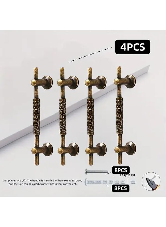 4Pcs Copper Hammered Kitchen Cabinet Handles 96mm Hole Spacing Vintage Zinc Alloy Knobs - Image 5
