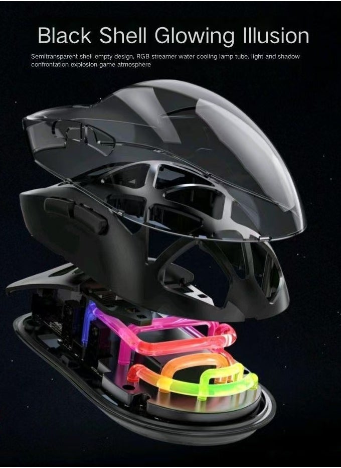 Generic Lightweight three-modeBluetooth wirelessEsports gamesOffice mouseRGB Illuminated Transparent Mouse  - Image 2