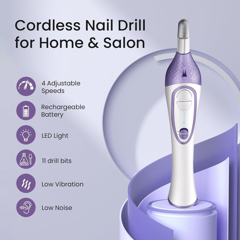 ISTON 36-Piece DW2180 Professional Manicure Pedicure Kit,Electric Nail File Set with 12 Attachments,Cordless Electric Nail Drill Machine,Nail Grinder for Thick Toenail, Pedicure Tools for Feet Hand - Image 3