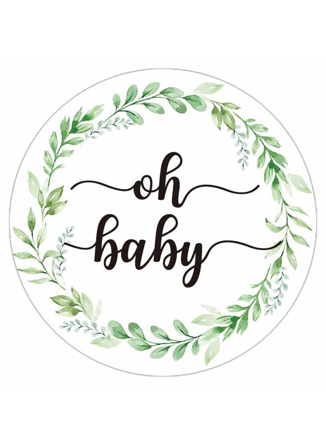 None/Brand 50 Pcs Greenery Baby Shower Thank You Labels, 2 Inch Oh Baby Stickers, Baby Gender Neutral Stickers, Baby Shower Favor Stickers, Thank You Stickers. - Image 1