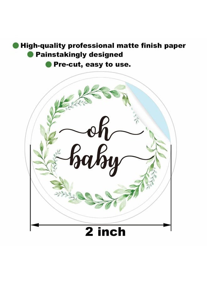 None/Brand 50 Pcs Greenery Baby Shower Thank You Labels, 2 Inch Oh Baby Stickers, Baby Gender Neutral Stickers, Baby Shower Favor Stickers, Thank You Stickers. - Image 3
