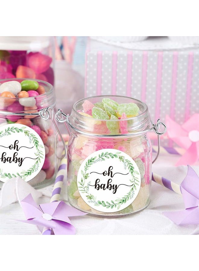 None/Brand 50 Pcs Greenery Baby Shower Thank You Labels, 2 Inch Oh Baby Stickers, Baby Gender Neutral Stickers, Baby Shower Favor Stickers, Thank You Stickers. - Image 2