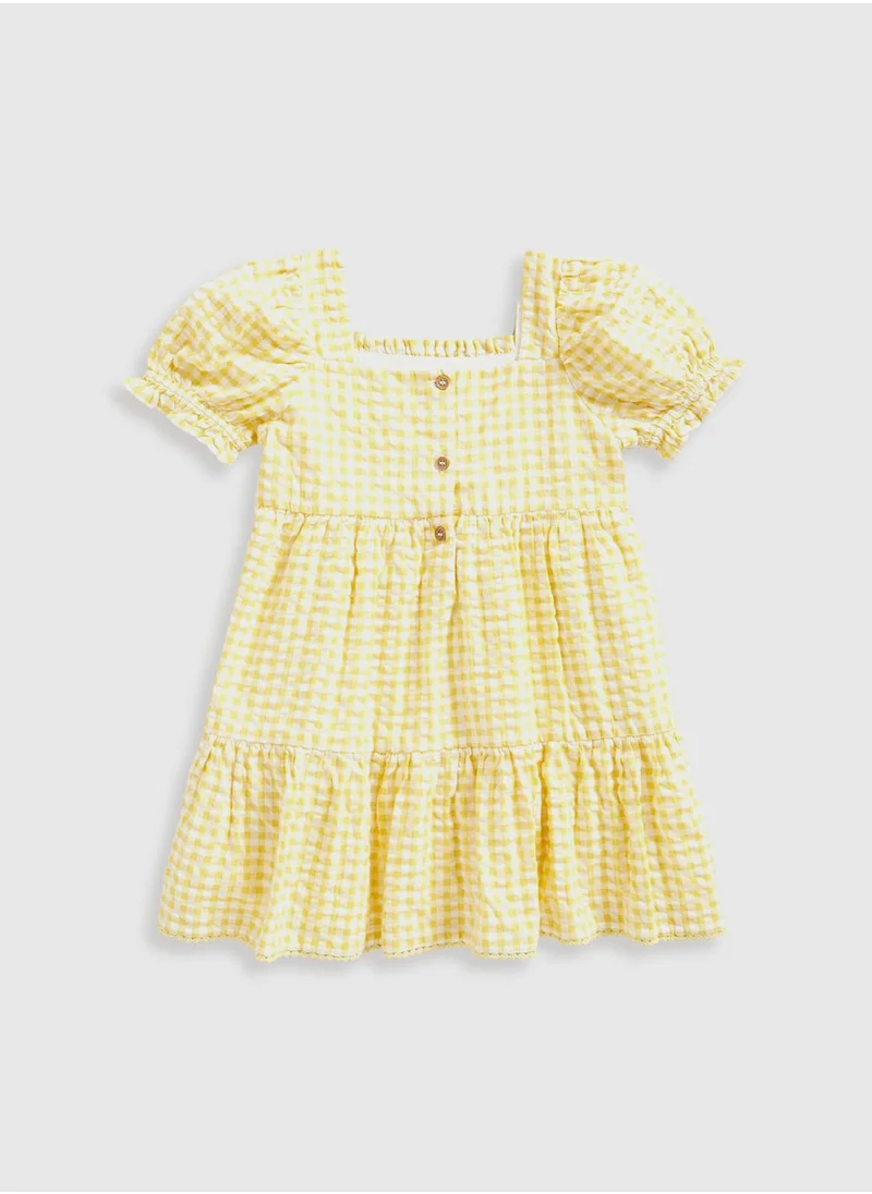mothercare Lemon Gingham Tiered Dress