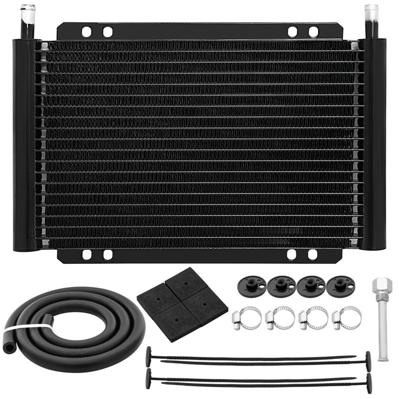 Transmission cooler Aluminum trans cooler Black transmission cooler kitUniversal transmission coolerPrecision production Cooling protection Improving car performance 11 912 34