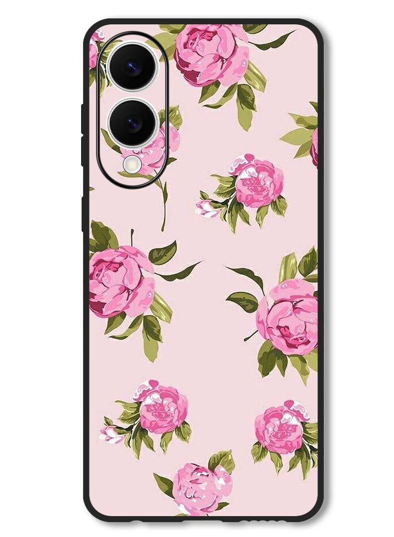 Theodor Case Compatible with Samsung Galaxy S25 Edge 6.7 Inch Protection Shockproof Bumper Cover Hand Painting Pink Flower - Image 1