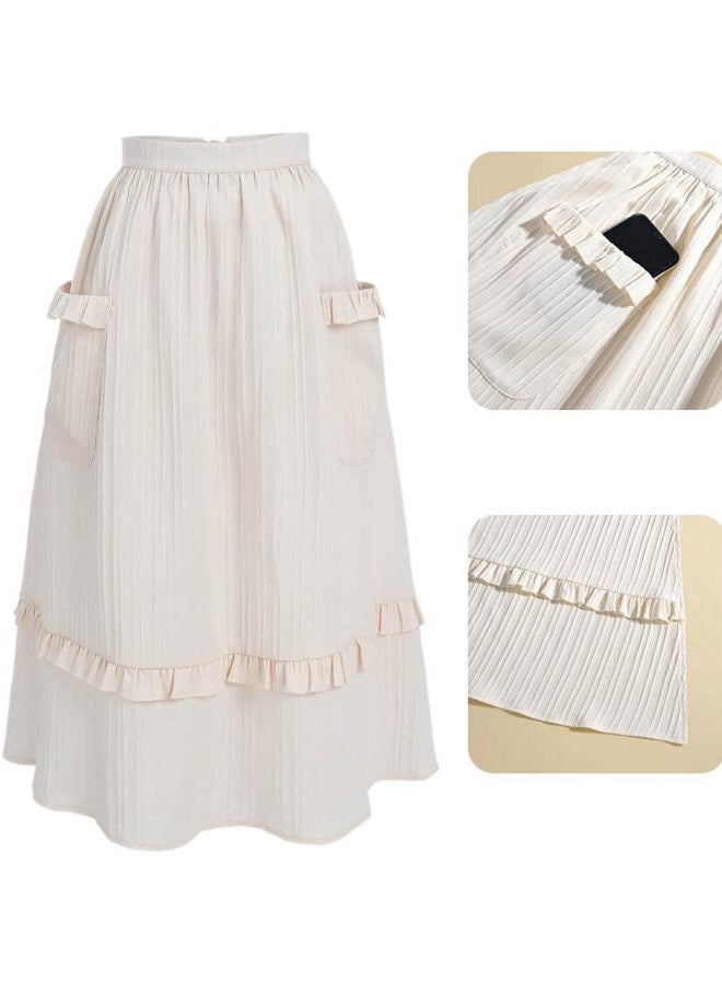 Nuoqi Prairie Dress Women Pioneer Dress Long Adult Colonial Costume with Apron Brown S - Image 5