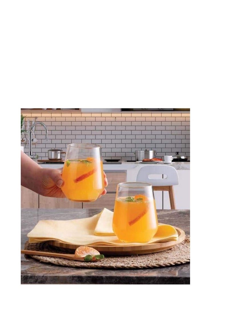 Pasabahce Large Juice and Water Cups Set of 6 - Allegra- (425ml)- Turkey Origin Clear - Image 3
