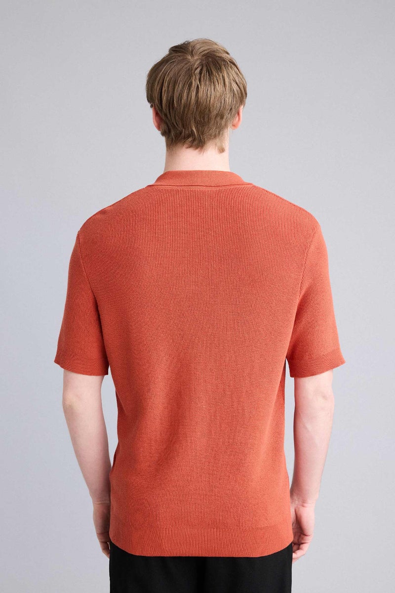 DeFacto Orange Man Cotton Polo T-Shirt Casual - Image 5