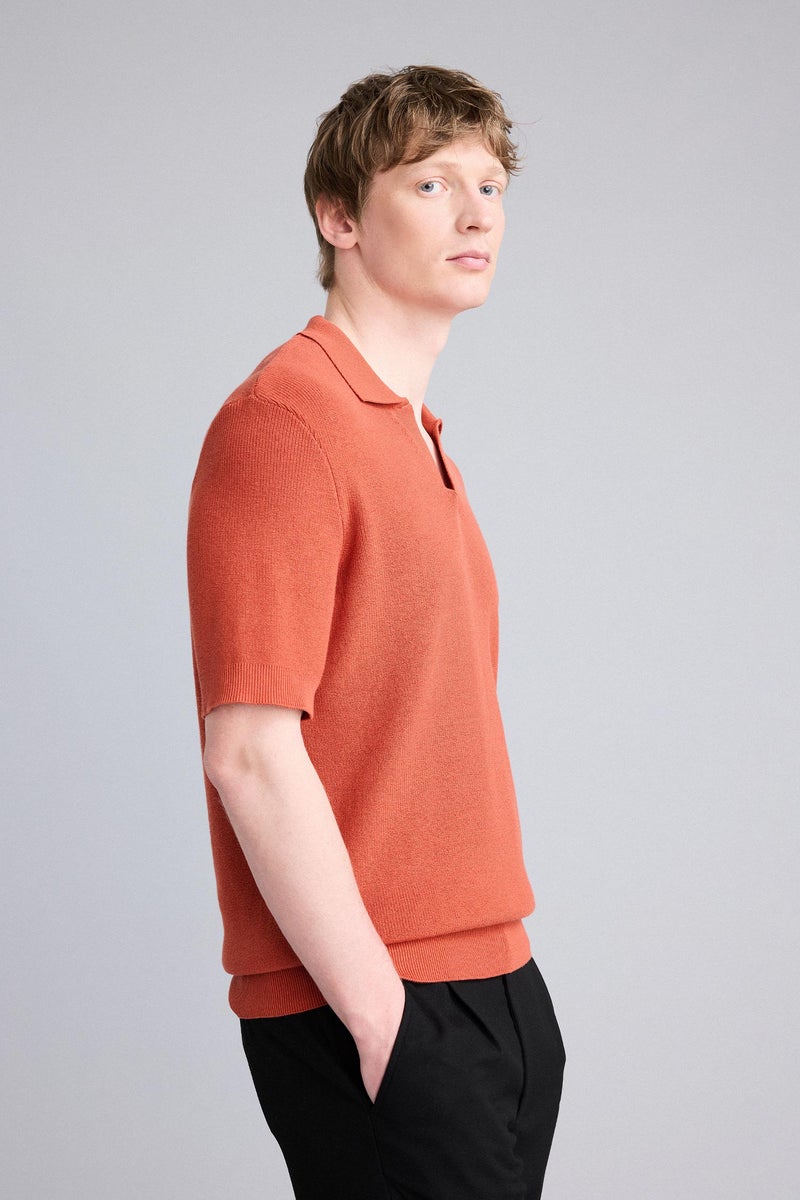 DeFacto Orange Man Cotton Polo T-Shirt Casual - Image 3