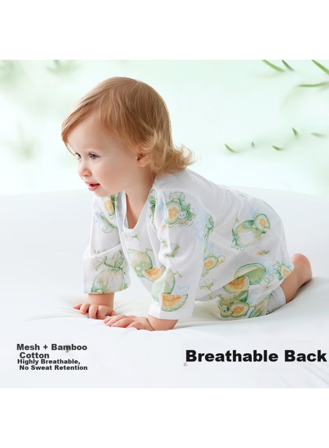 Beptides Baby Summer Thin Bodysuit Baby Back Mesh Breathable Seven-Point Sleeve Air-Conditioning Clothes Pajamas - Image 2