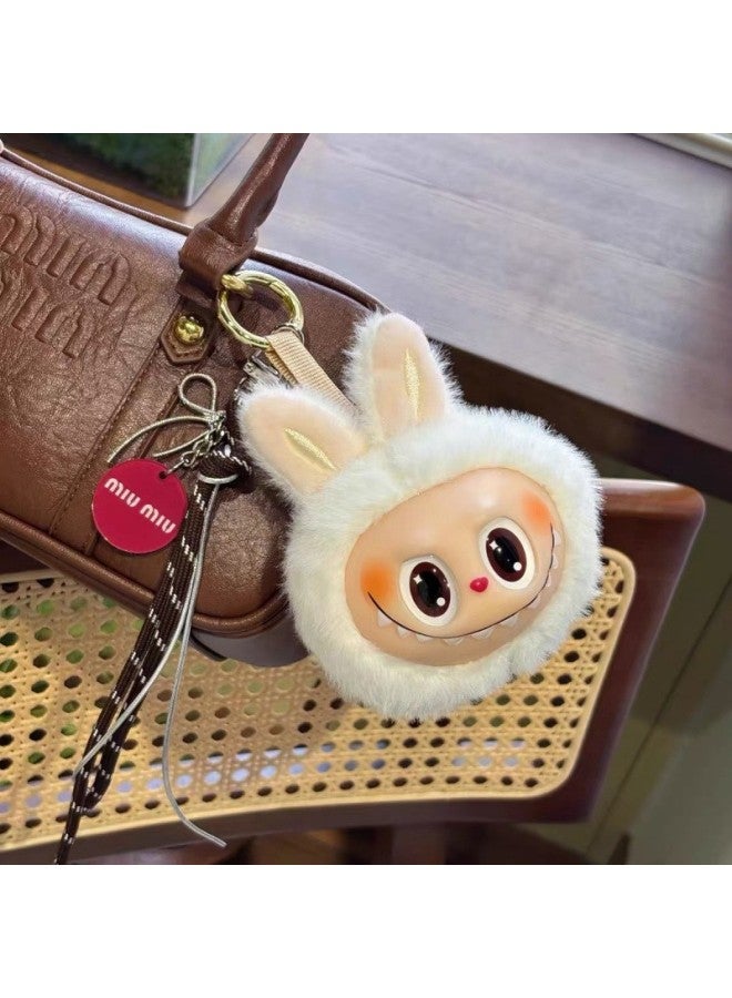 Trendy Cute Plush Labubu Vinyl Doll Seal Keychain Car Accessory