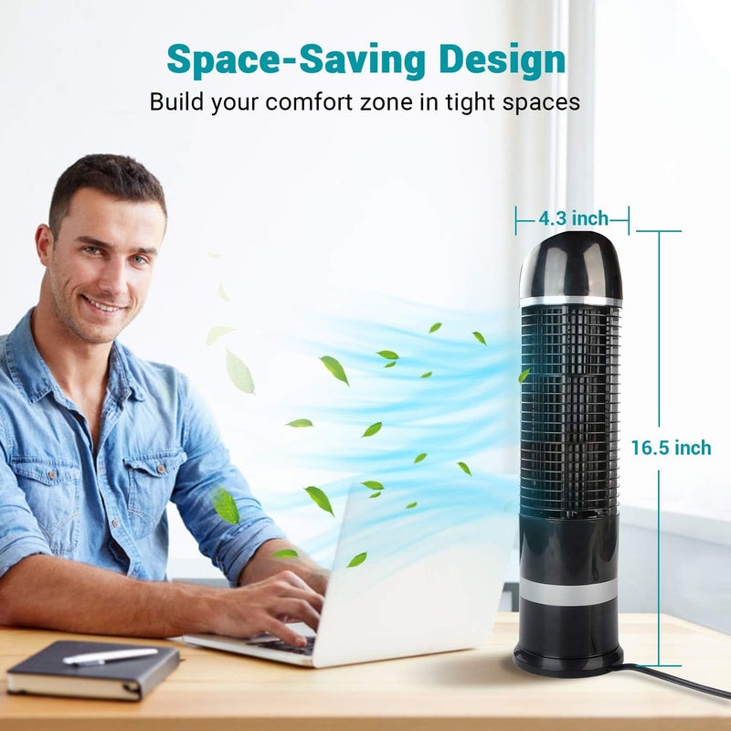 Dr. Prepare Oscillating Tower Fan, Desk Table Fan with 3 Speeds, Quiet Cooling, 60° Oscillation, 16 Inch Personal Small Bladeless for Bedroom Home Office Desktop - Image 2