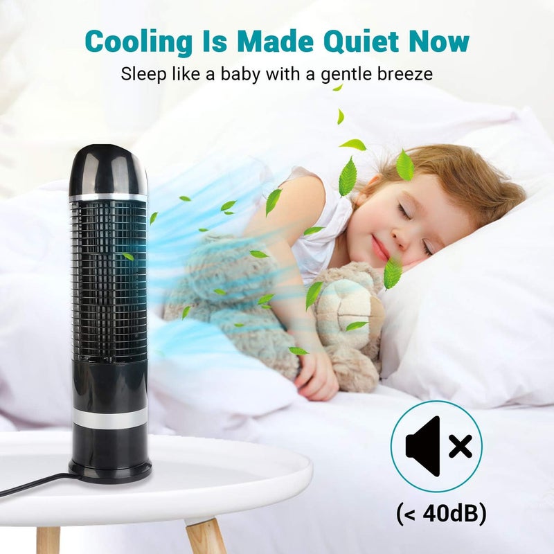 Dr. Prepare Oscillating Tower Fan, Desk Table Fan with 3 Speeds, Quiet Cooling, 60° Oscillation, 16 Inch Personal Small Bladeless for Bedroom Home Office Desktop - Image 5