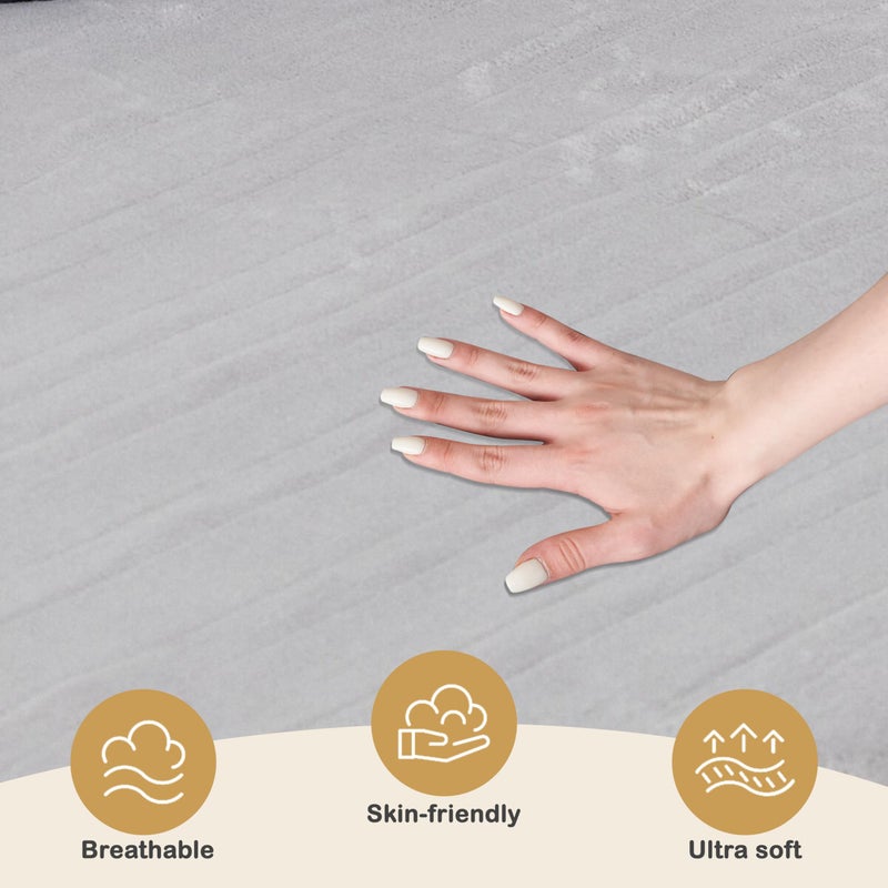 Eydna Electric Mattress Pad Full Size 54"x75" with 10 Hours Auto Off 4 Heat Setting Simple Controller Fit Up to 15 Inch Deep Pocket, Machine Washable - Light Gray - Image 5