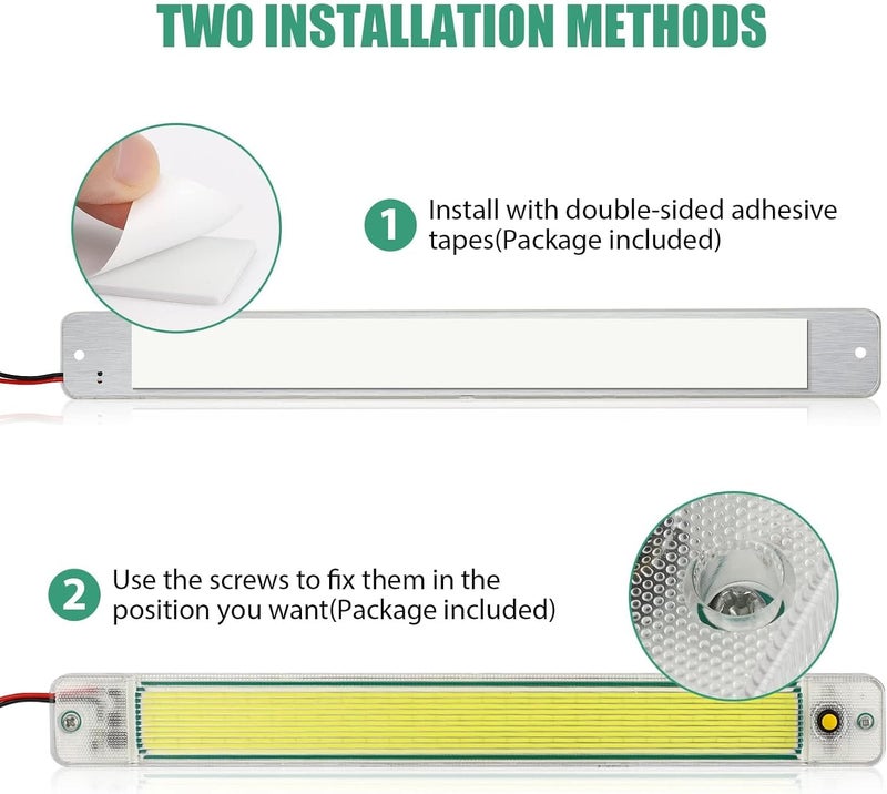 Car Interior LED Light Bar, Daytime Running COB Strip Lights, , 10W DC Led Light Strip with ON/Off Switch for RV Camper Boat Van Enclosed Trailer Car Truck Lorry Cabinet (4 Pack) - Image 5